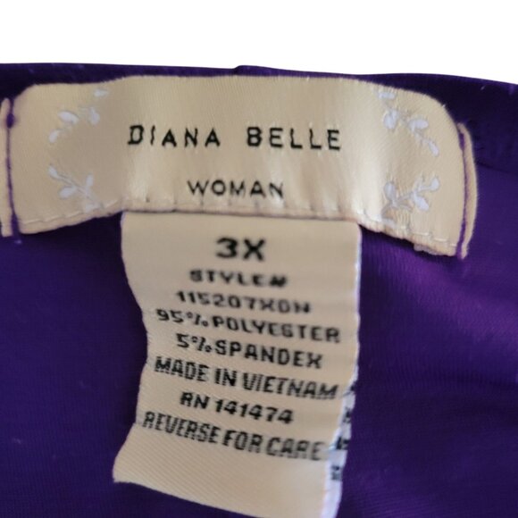 Diana Belle Womens Purple Scoop Neck Top 3X With Button Shoulder Details & Short - Picture 5 of 5